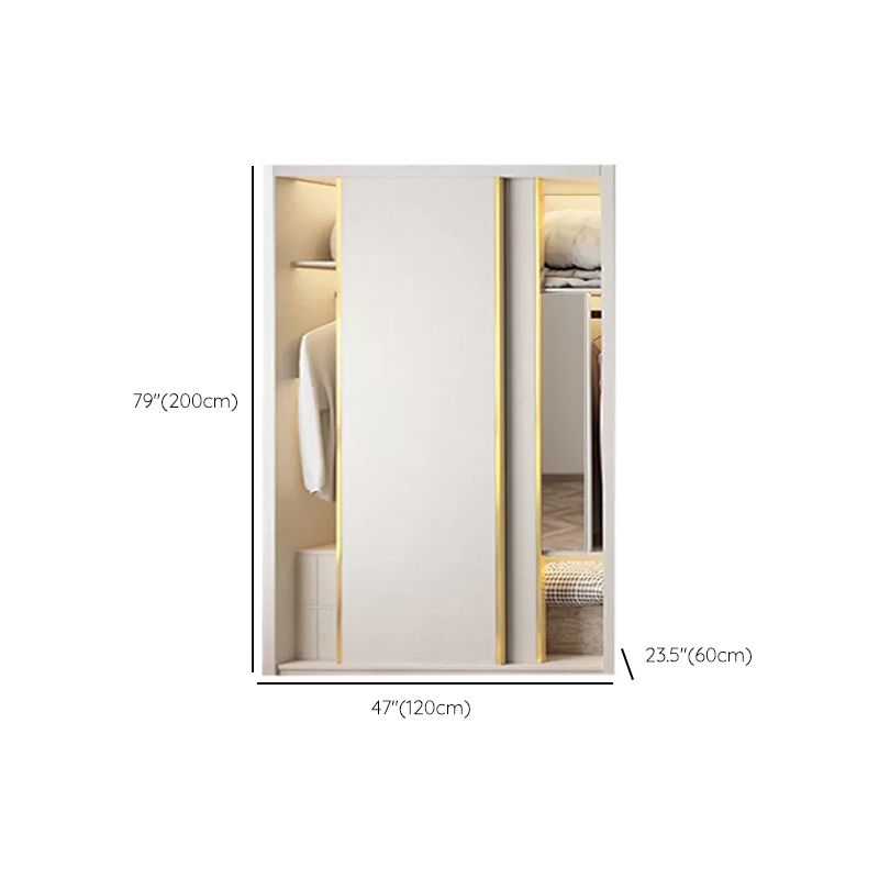 Engineered Wood Wardrobe Cabinet Modern Style Wardrobe Closet with Mirror