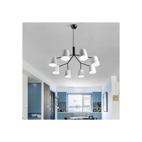 Nordic Simplicity Style Chandelier Light with Down Lighting Cylindrical Shade Living Room Lighting Fixture