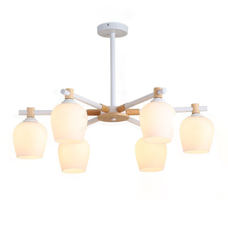 Modern Can Shape Branch Hanging Light Glass Multi Light Chandelier for Bedroom