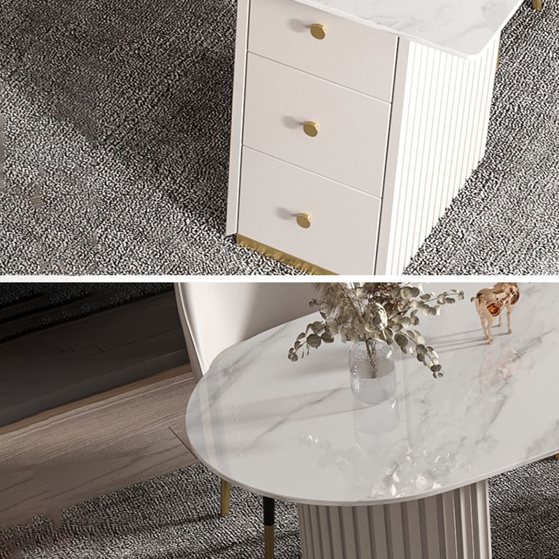 Glam Stone Half-Circle Office Desk 29.53-inch Tall Writing Desk