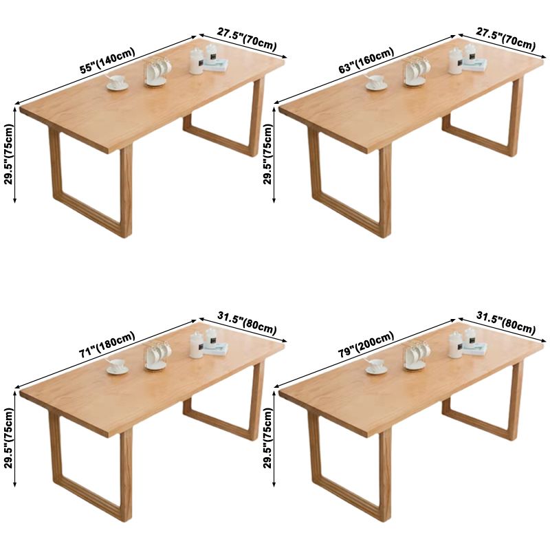 Rechthoek houten tafel in de natuur moderne dennenafel met dubbele voetstuk