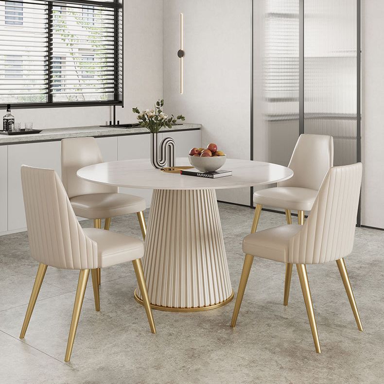 Round White Base Dining Table Modern Stone Table for Kitchen
