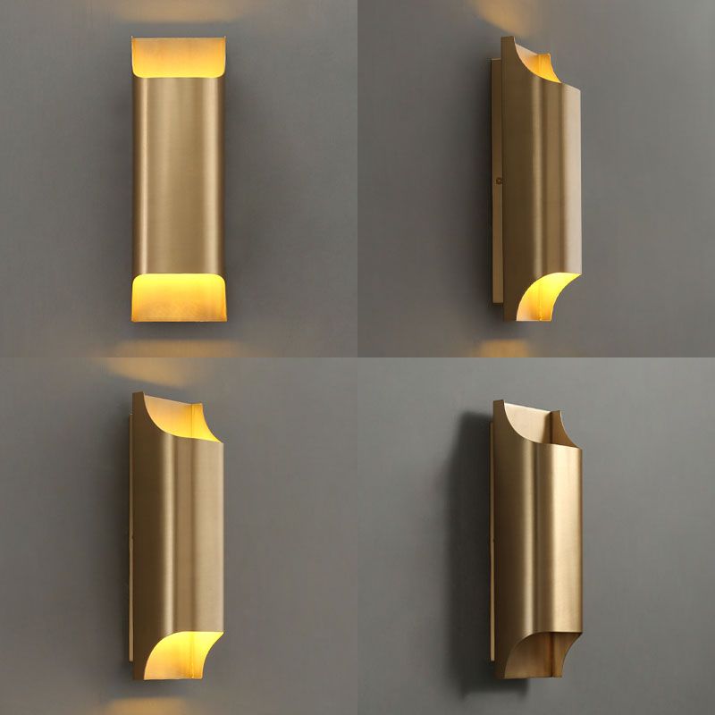 Gold Contemporary Metal Wall Lighting 1-Light Squared Sconce Light for Bedroom