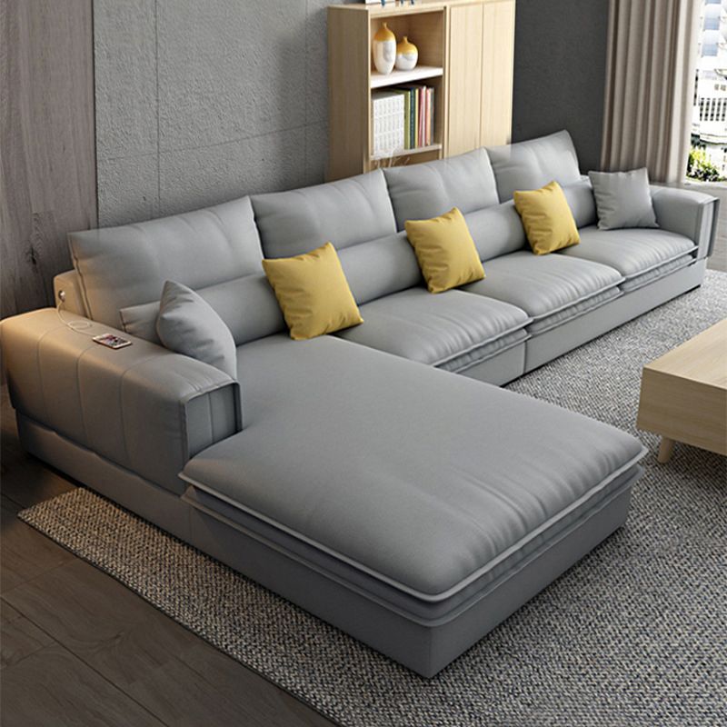 Nordic Stationary Faux Leather Living Room Recessed Arm Cushions Seating