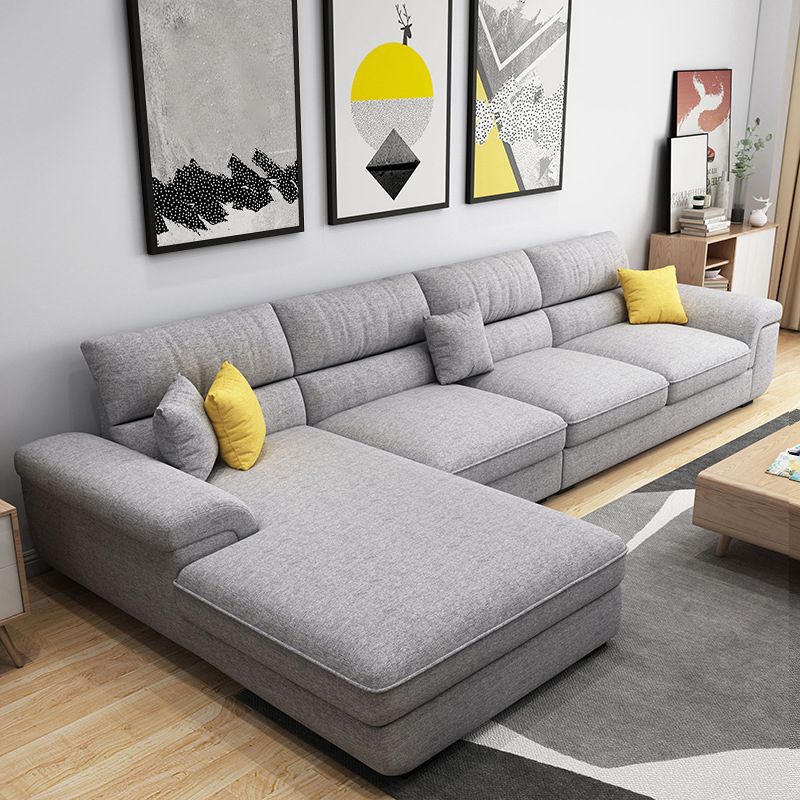 Nordic Cushions Stationary Fabric Living Room Recessed Arm Sofa