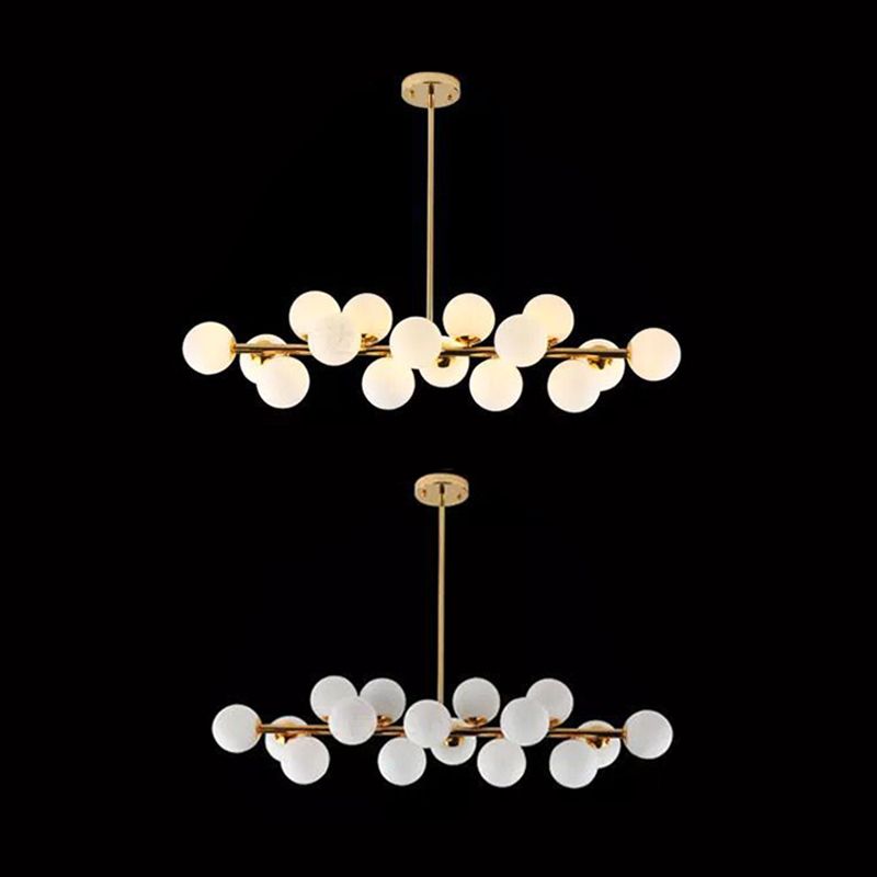 Ball-Shaped Island Chandelier Light Minimalist Style Glass Island Lighting Fixture