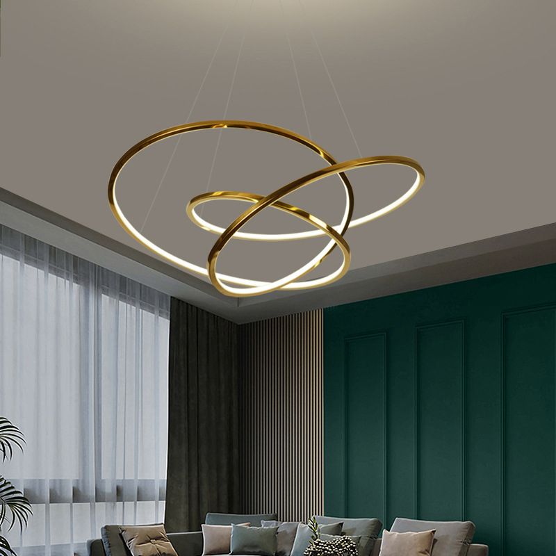 Modern Cycle Chandelier Stainless Steel Pendant Ceiling Lights with Adjustable Hanging Cord for Living Room