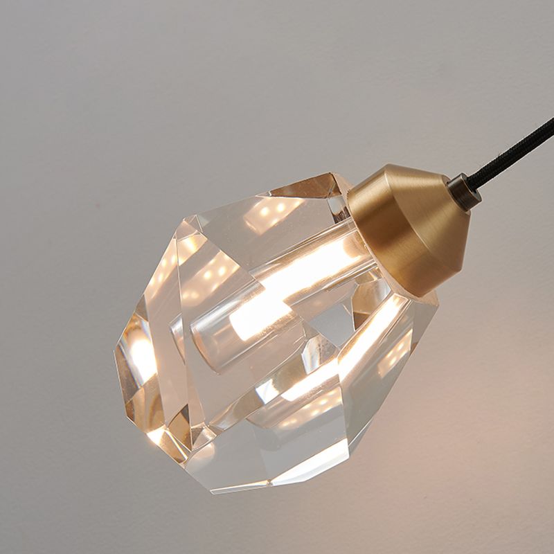 Gold Geometric Hanging Wall Lamp in Modern Luxury Style Copper Wall Sconce with Crystal Shade
