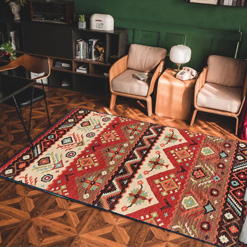 Multi Colored Americana Rug Polyster Geo Patterned Indoor Rug Pet Friendly Non-Slip Backing Area Carpet for Decoration