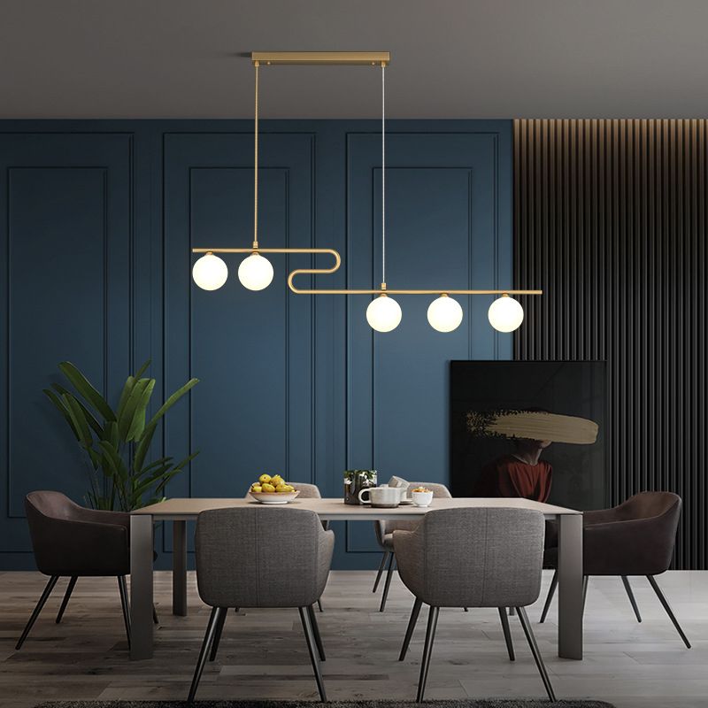 Partido de iluminación de la isla esférica Luz colgante de la isla de vidrio nórdico para comedor
