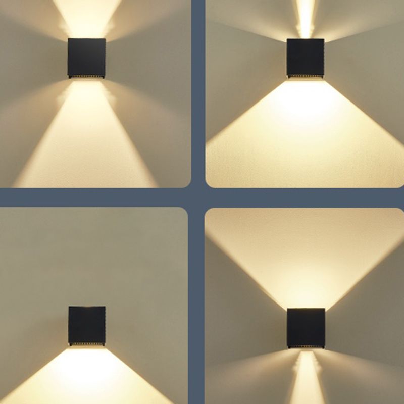 Square Shade Metal Wall Sconce Modern Style 2 Lights Wall Lighting Fixtures