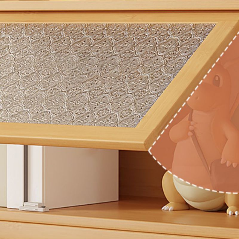 Contemporary Wood Accent Cabinet Rectangle Storage Cabinet with Glass Top
