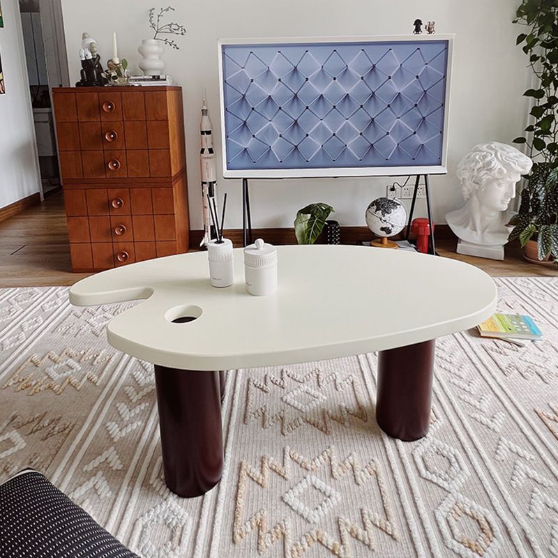 16"H Contemporary Coffee Table White 3 Legs Coffee Cocktail Table