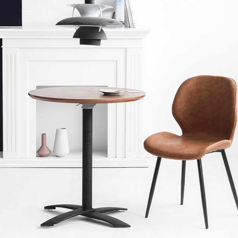 Modern Pedestal Wooden Coffee Table Round Top Shape Folding Cocktail Table