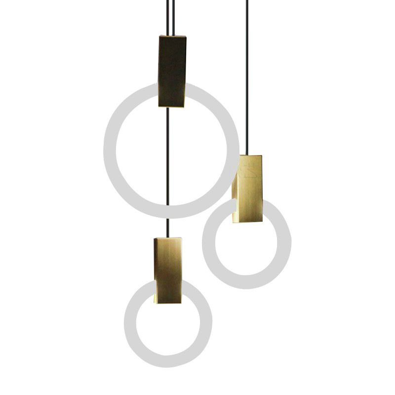 Minimalist Indoor Pendant Light, White Glass Circle Shade Pendant Lighting with Metal Handle
