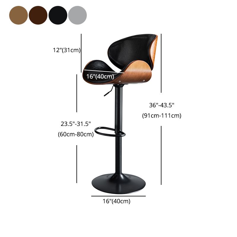 Taburete de bar de metal de estilo moderno con taburete de bar giratorio y de altura ajustable de 32 pulgadas