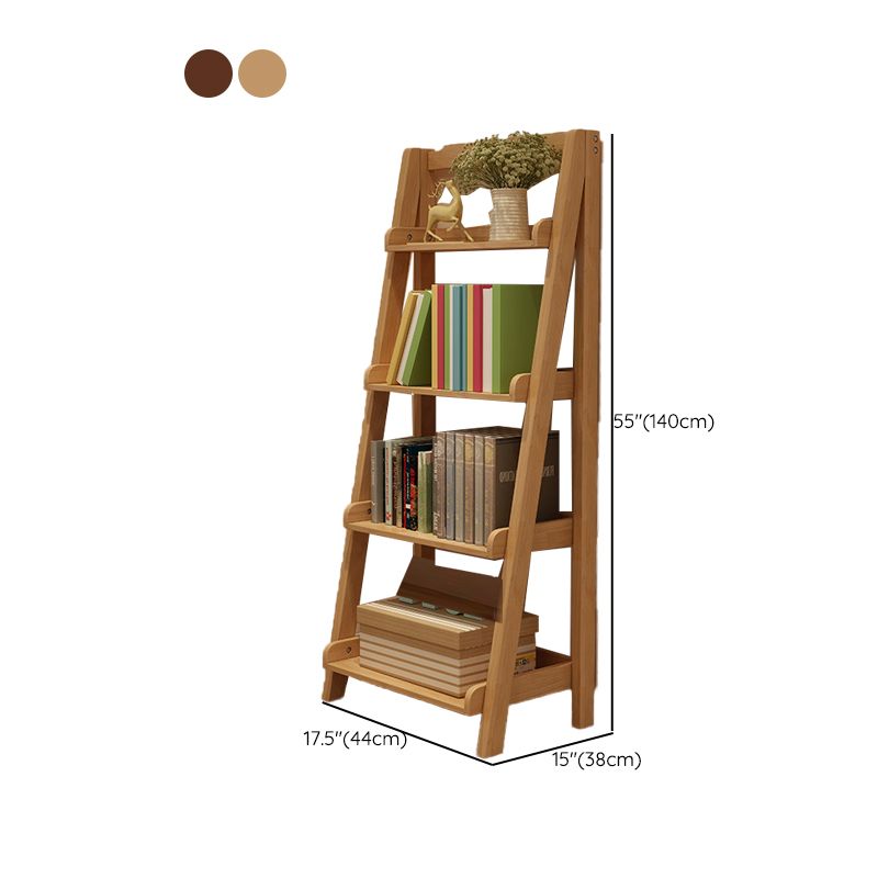 Ladder Wooden Bookcase Contemporary Open Back Bookshelf with Shelves