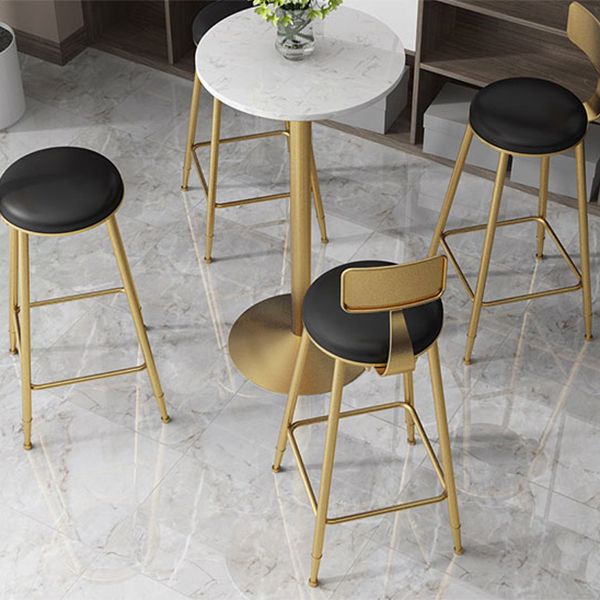 Glam Style Bar Table Artificial Marble Top Bistro Table with Gold Pedestal