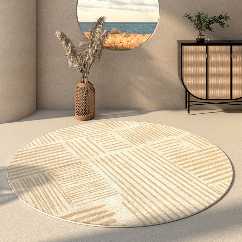Beige Rug Polyster Area Carpet Non-Slip Backing Easy Care Indoor Rug for Home Decor