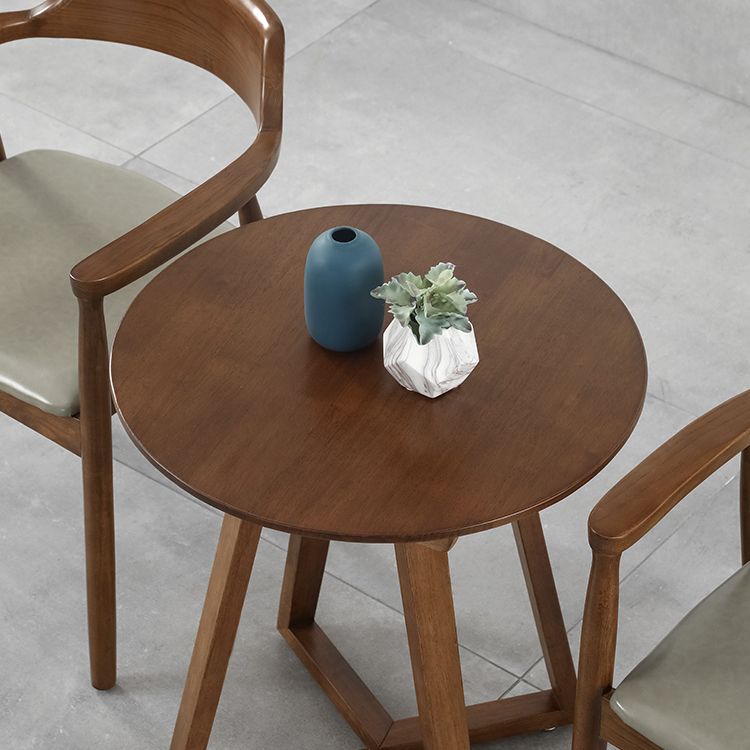 Round Contemporary Brown Solid Wood Coffee Table for Bedroom