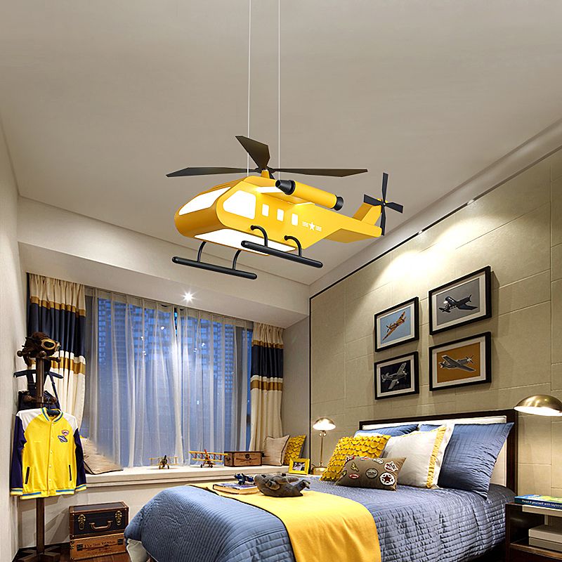 Hélicoptère LED Suspension luminaire de style enfant de style métal.