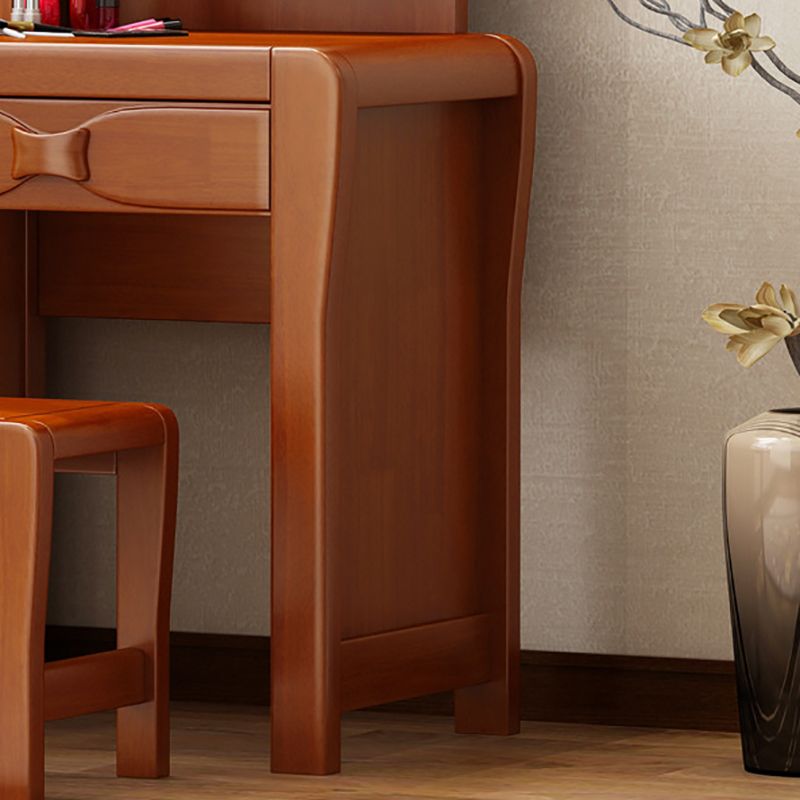 Brown Makeup Table with 2 Drawers 18.50" Wide Vanity Tables with Mirror
