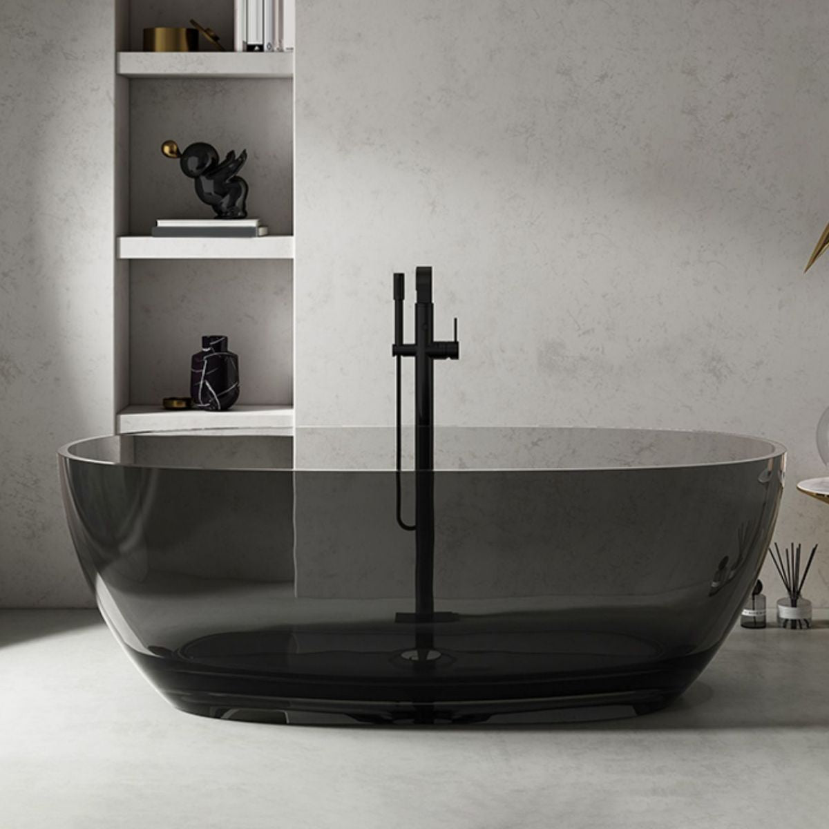 Antique Finish Soaking Bath Tub Stand Alone Modern Oval Bathtub