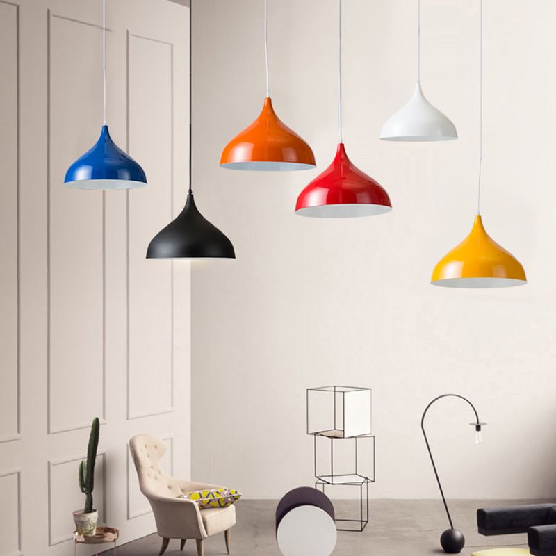 Macaron Teardrop Shade Hanging Light, Nordic Metal 1-Light Pendant Lighting for Living Room