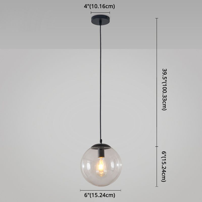 Minimaliste moderne à 1 lampe à la lumière Lumière Bubble Boule de verre transparent Lumière suspendue avec 39 "fil suspendu