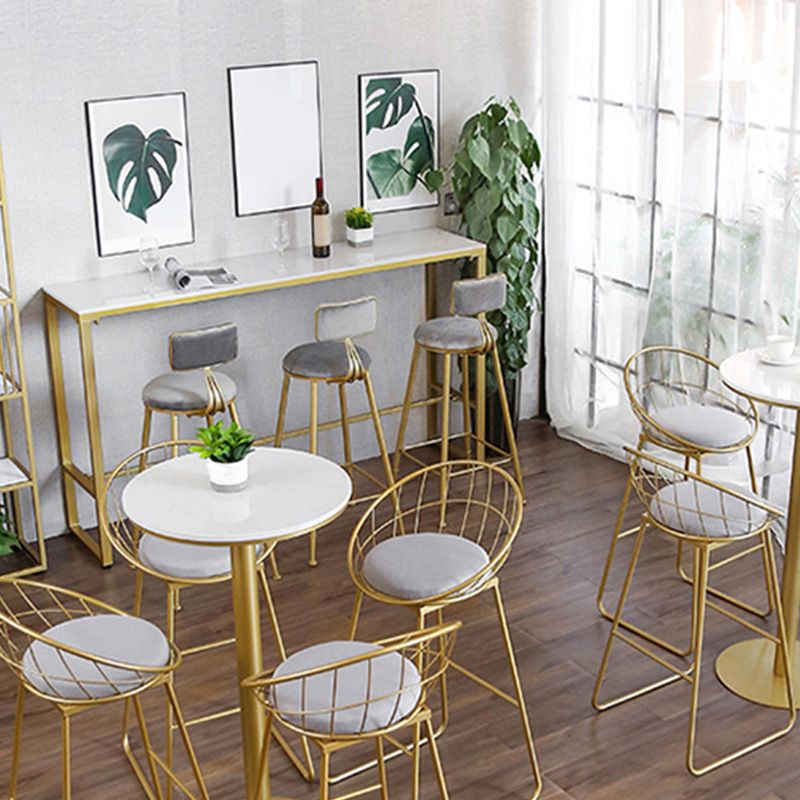 Glam Bar-height Table White Stone Top Pub Table with Gold Base