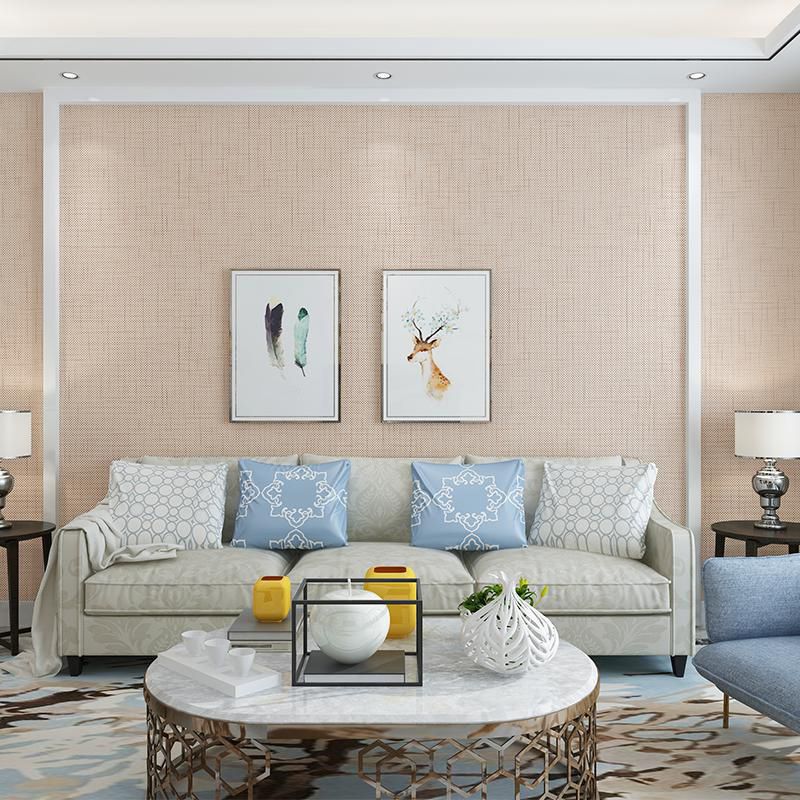 Non-Woven Weave Pastel Wallpaper Simple Solid Wall Art for Living Room, 54.2-sq ft