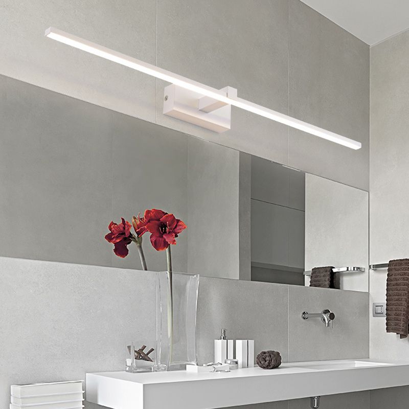 Luci da parete dello specchio da sfumatura lineare in metallo moderno 1 Fun a supporto per la parete della testa in bianco