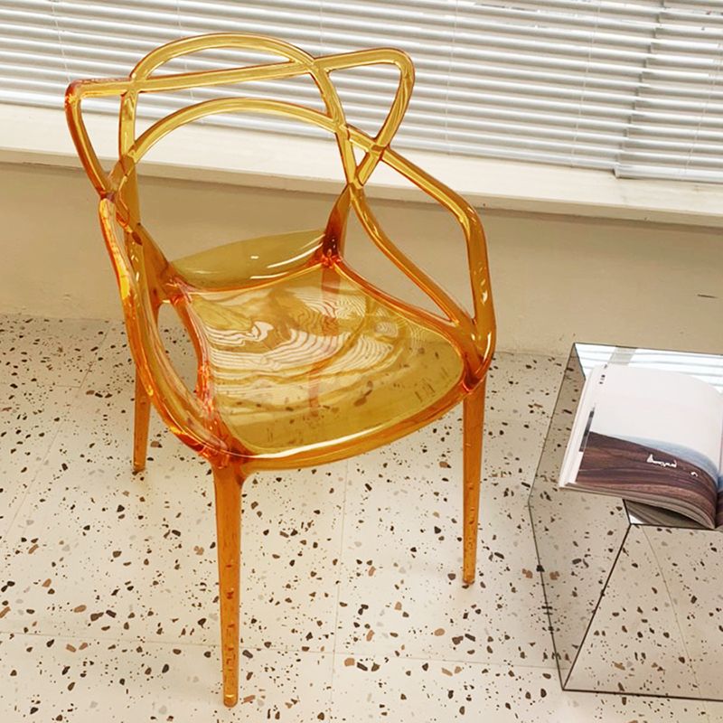 Contemporary Indoor Plastic Open Back Stacking Dining Arm Chair