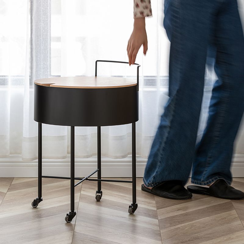 Modern Cross Legs End Table Removable Round Sofa Table with Storage