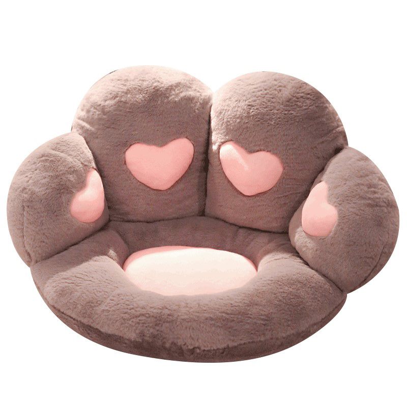 Contemporary Pouf Ottoman Velvet Upholstered Tear Resistant Cat Paw Shape Ottoman