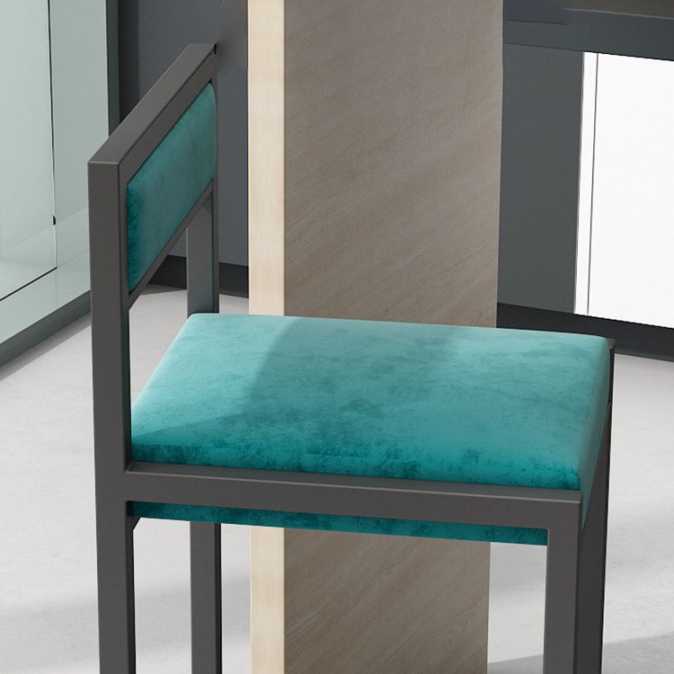 Indoor Glam Counter Stool Footrest Low Back Rectangle Upholstered Dining Stool