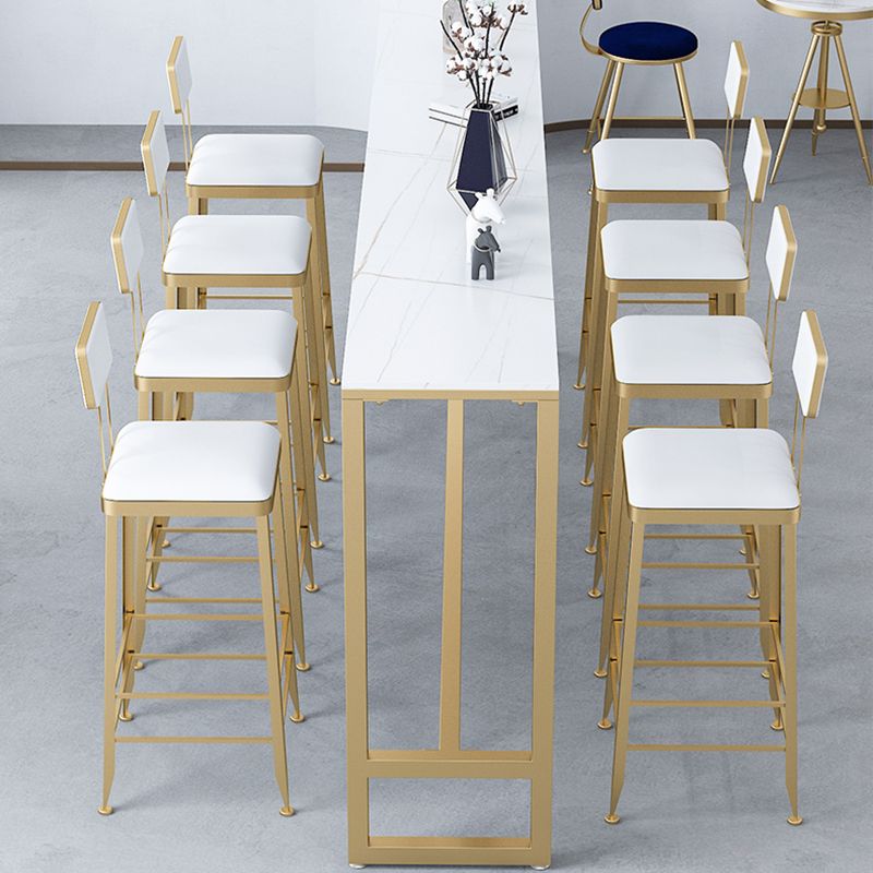 Contemporary Style Upholstered Counter Stool Bar-height Bar Stool with Metal Legs