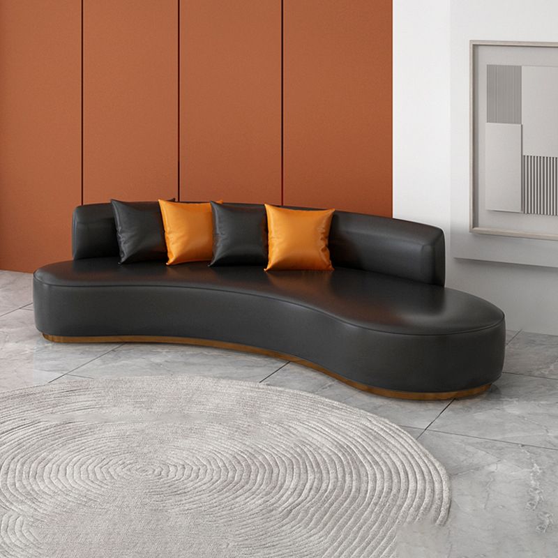 Faux Leather Curved Sofa Contemporary Armless Tight Back Settee