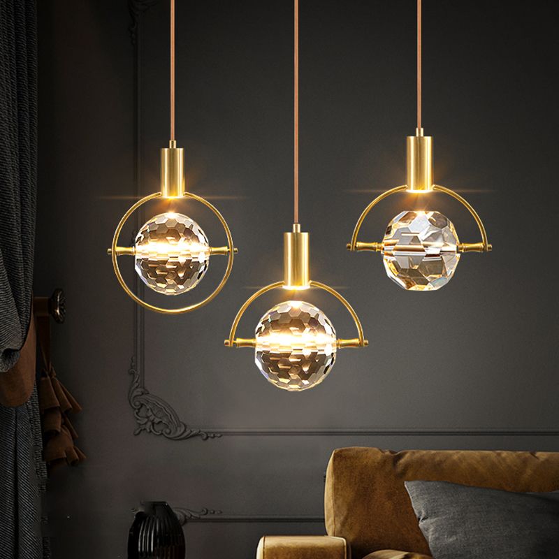 Elektroplate IJzeren hanglamp in moderne luxe stijl kristallen wereldhangende lamp voor slaapkamer