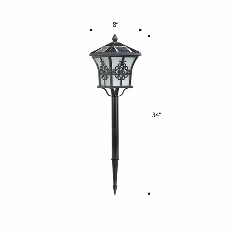 Pagoda Outdoor Solar Stake Lamp Retro White Glass LED Landscape Lighting for Decoration