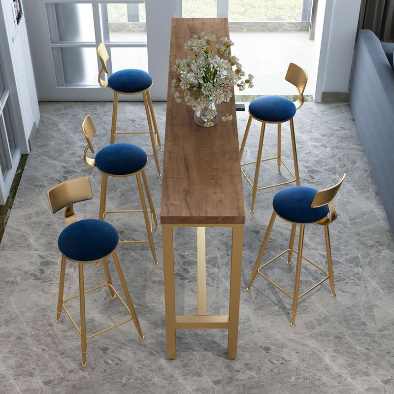 Glam Style Rectangle Bar Table 1/6 Pieces Solid Wood Counter Table