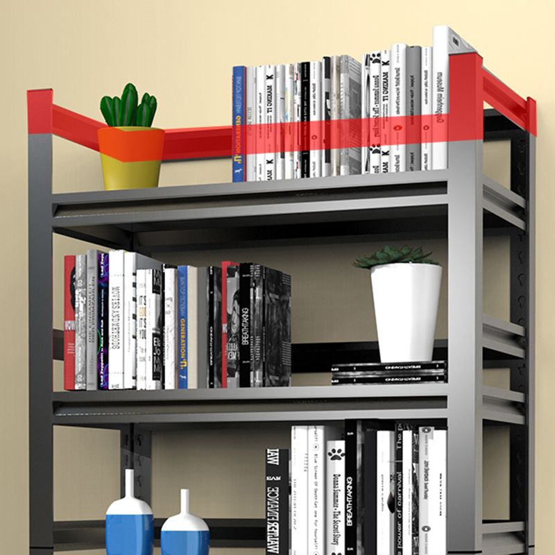 Rectangle Metal Bookcase Modern Closed Back Bookshelf with Shelves