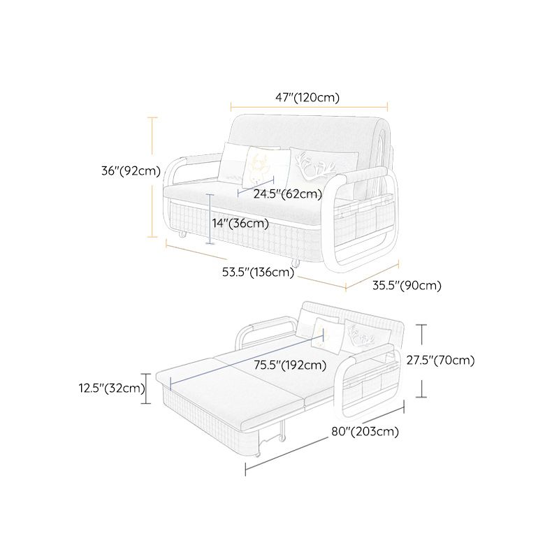 Pillow Included Sofa Futon Cushion Back Round Arms Sleeper Sofa