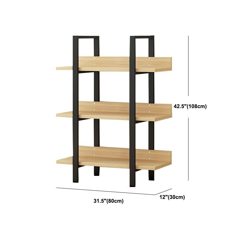 Contemporary Metal and Wooden Bookshelf Open Shelf Bookcase with Shelves