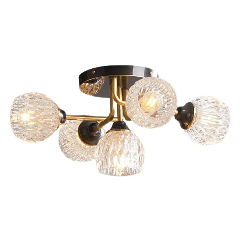 Modern Simple Black Ceiling Light Ball Shape Glass Shade Ceiling Lamp for Bedroom