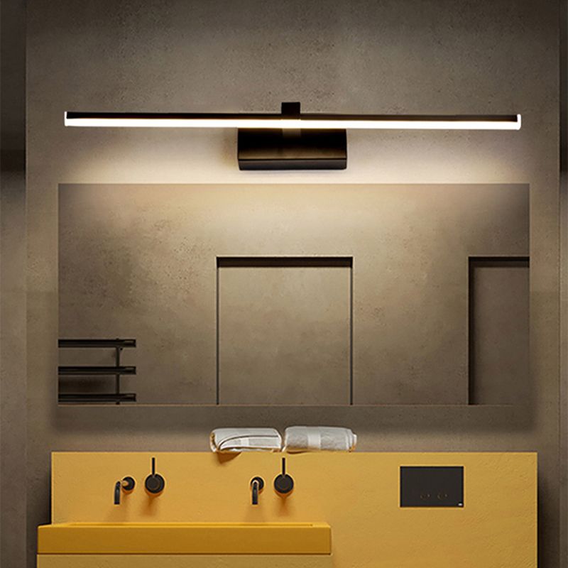 Lineal estilo moderno moderno tocador de tocador 1 luz de espejo LED de luz para baño en negro