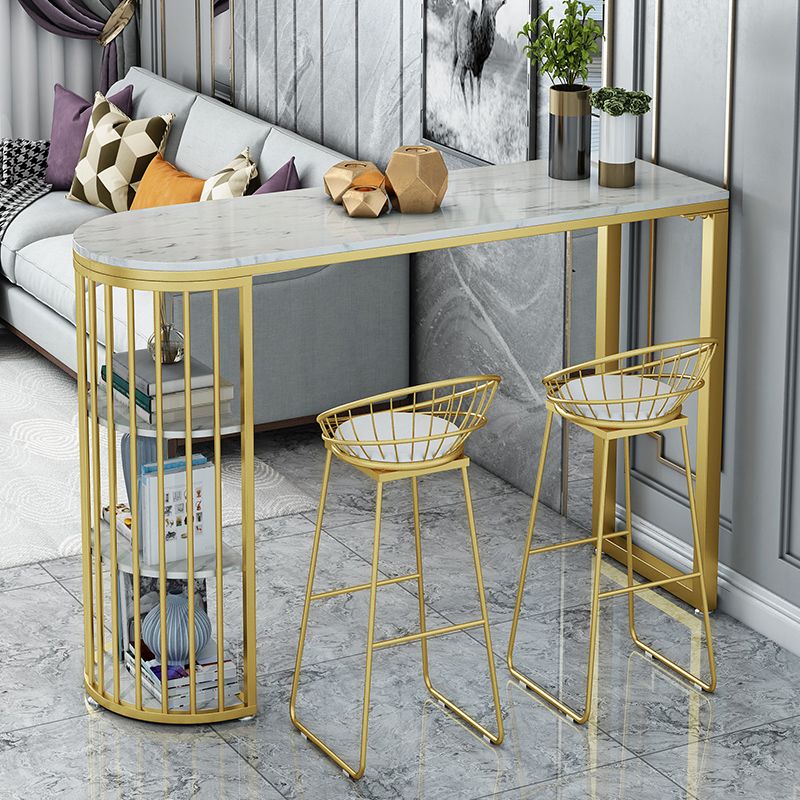 White and Gold Pub Table Set 1/2/3 Pieces Modern Indoor Table and Stools