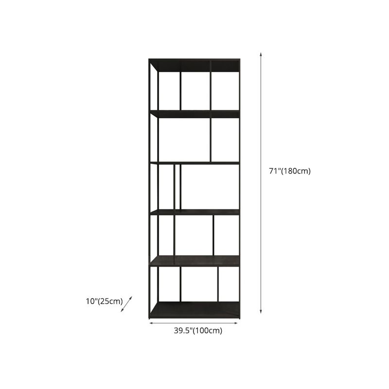 Industrial Style Metal Etagere Bookcase with Rectangular Shelves Bookcase