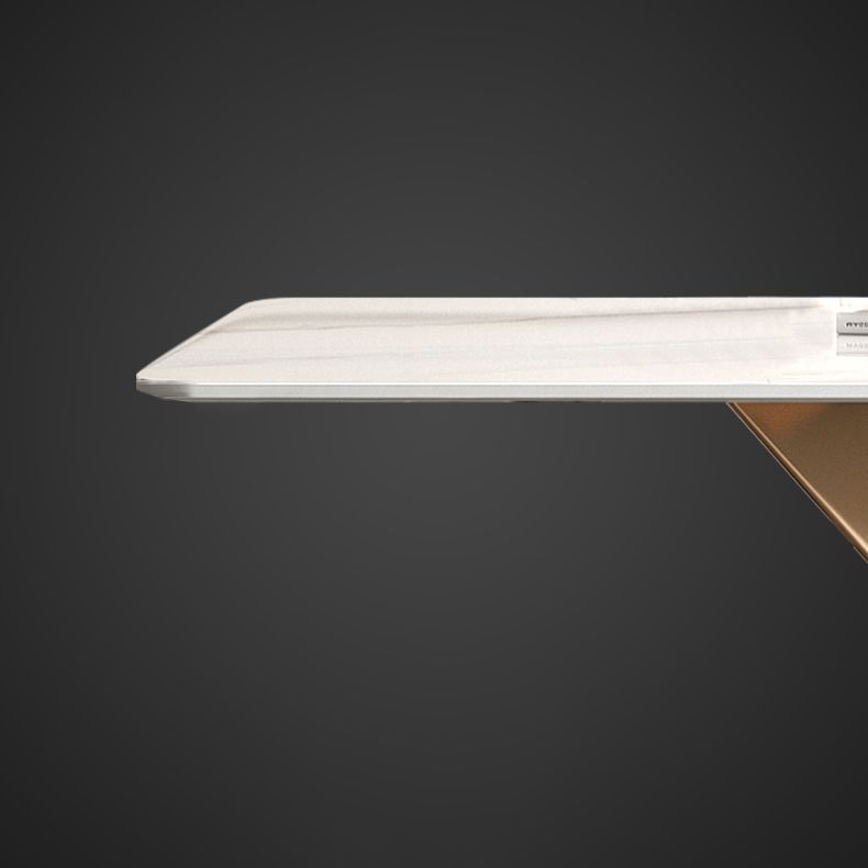 Luxury Sintered Stone Top Dining Table Rectangle Table with Gold Metal Pedestal for Restaurant