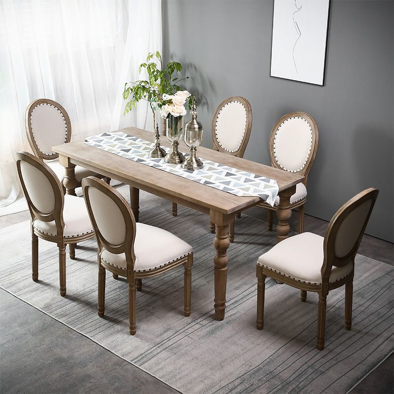 Traditional 1/2/5/7 Pieces Rectangle Dining Set Solid Wood Dining Table with Chairs